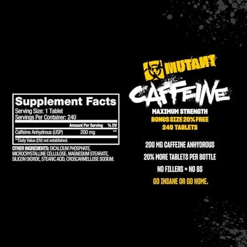 Mutant Caffeine Maximum Strength 200mg | 240 Tablets for Energy & Endurance thumbnail 5