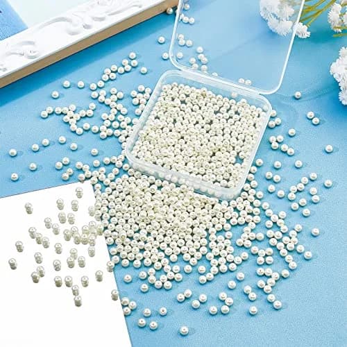 PH PandaHall 4mm Pearl Beads 1000 pcs Cream White | Smooth Satin Luster Jewelry Spacer Beads thumbnail 2