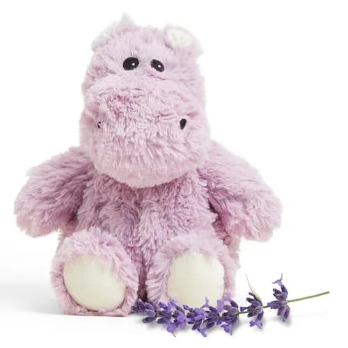warmies Junior Microwavable Weighted Hippo Stuffed Animal, Cool Touch, 9" | Summer Comfort & Relaxation thumbnail 1