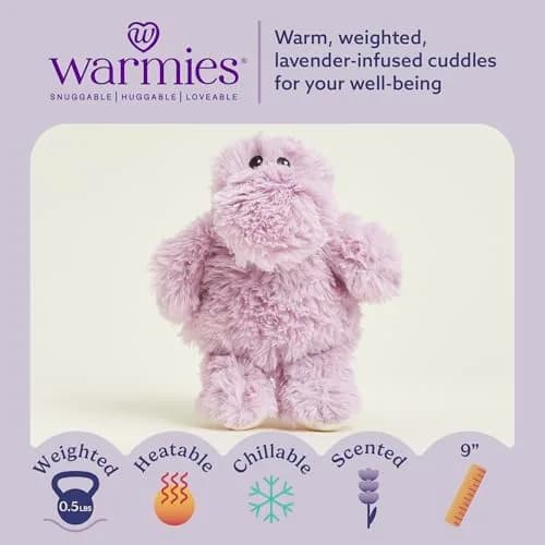 warmies Junior Microwavable Weighted Hippo Stuffed Animal, Cool Touch, 9" | Summer Comfort & Relaxation thumbnail 2