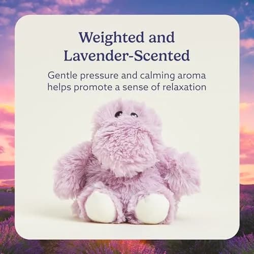 warmies Junior Microwavable Weighted Hippo Stuffed Animal, Cool Touch, 9" | Summer Comfort & Relaxation thumbnail 3