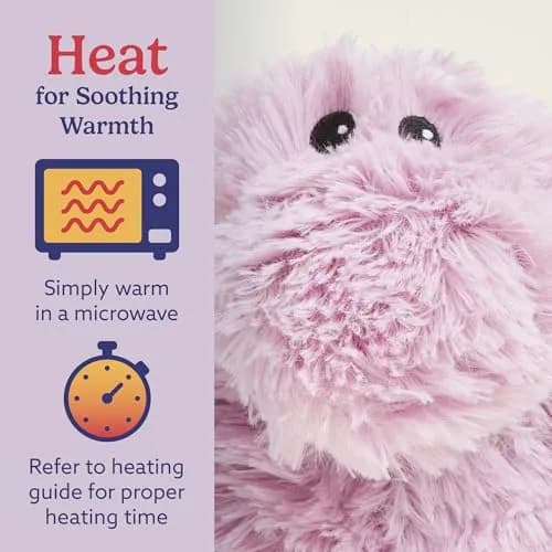 warmies Junior Microwavable Weighted Hippo Stuffed Animal, Cool Touch, 9" | Summer Comfort & Relaxation thumbnail 4