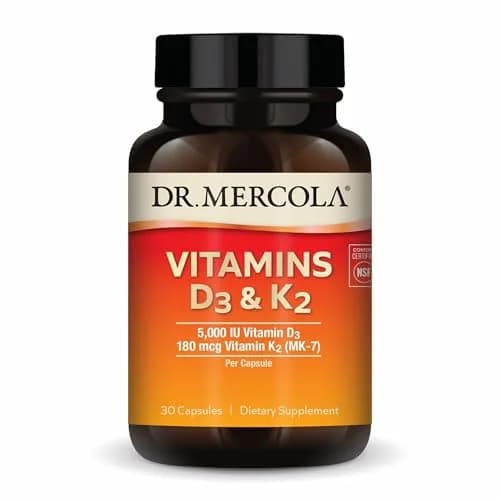 Dr. Mercola Vitamins D3 and K2, 30 Capsules | Supports Heart & Bone Health, 5000 IU thumbnail 1