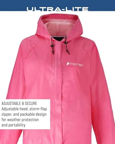 FROGG TOGGS Women's Ultra-Lite2 Waterproof Breathable Rain Jacket, Pink, X-Large | Lightweight, Breathable & Packable thumbnail 6