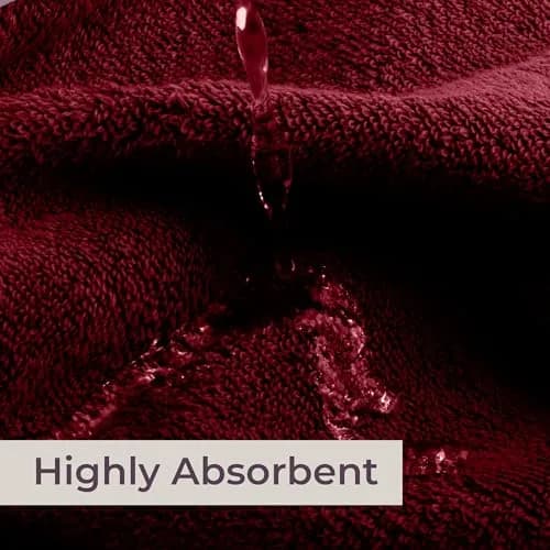 Lavish Home Bathroom Towels Set, 8-Piece, Burgundy | Spa-Quality Cotton, Quick-Dry, Soft thumbnail 7