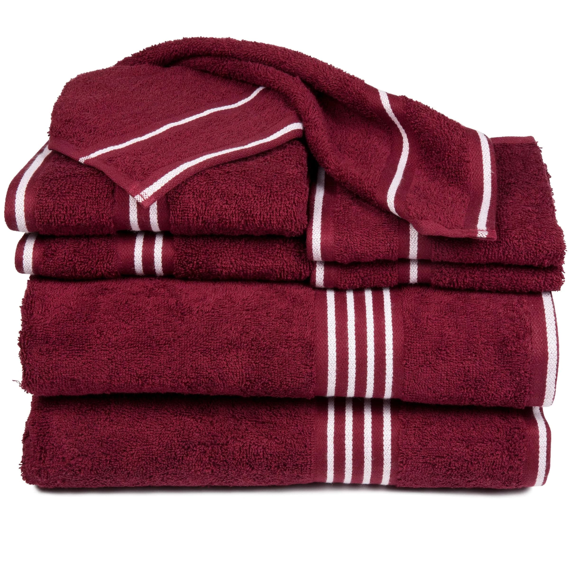 Lavish Home Bathroom Towels Set, 8-Piece, Burgundy | Spa-Quality Cotton, Quick-Dry, Soft - main product image