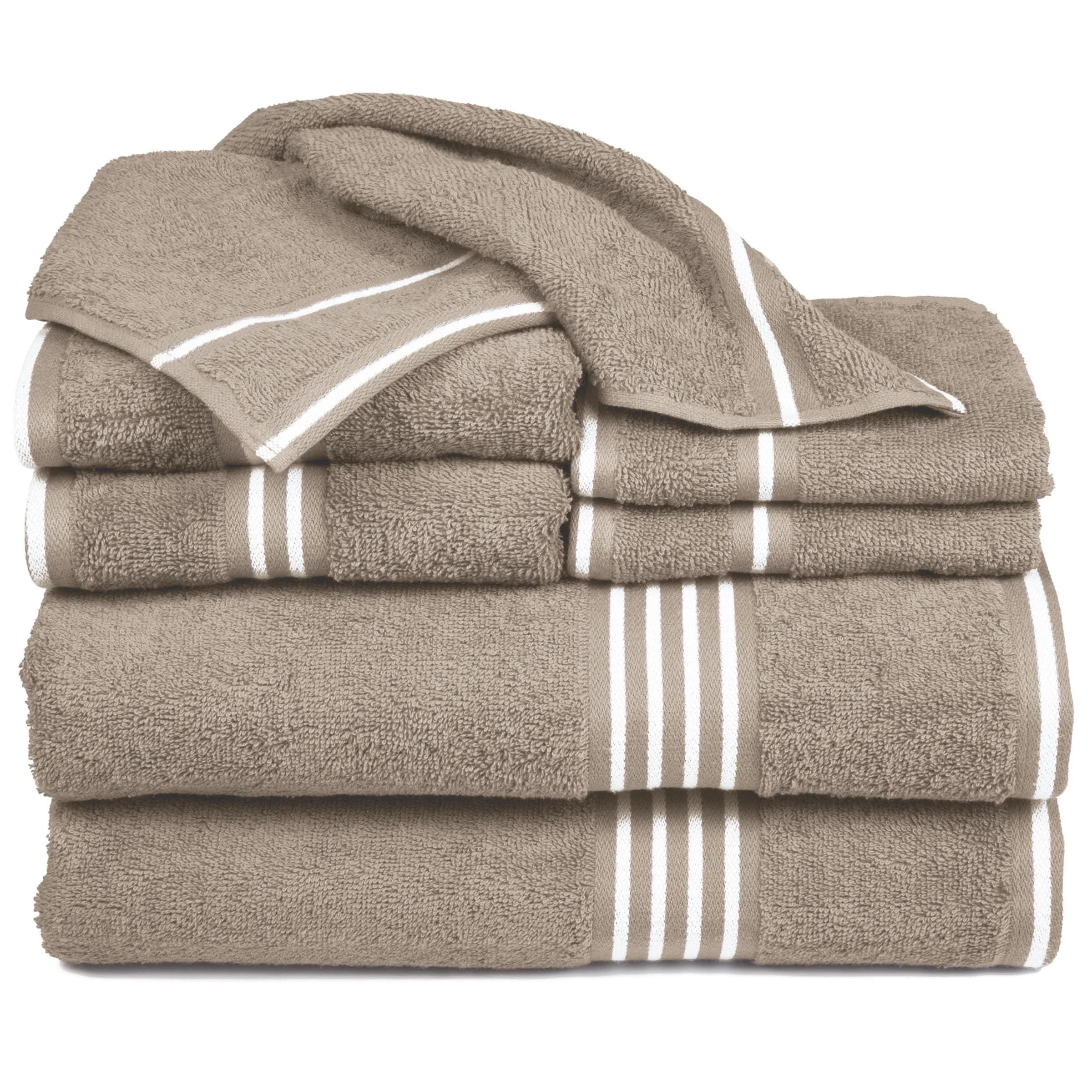 Lavish Home Bathroom Towels Set, 8-Piece, Taupe | Plush 575 GSM Cotton for Spa & Home Use