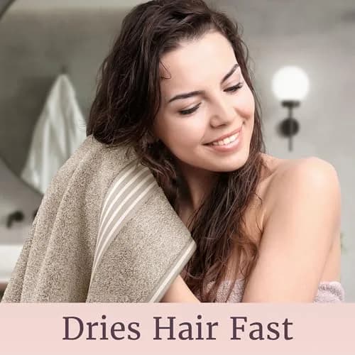 Lavish Home Bathroom Towels Set, 8-Piece, Taupe | Plush 575 GSM Cotton for Spa & Home Use thumbnail 5
