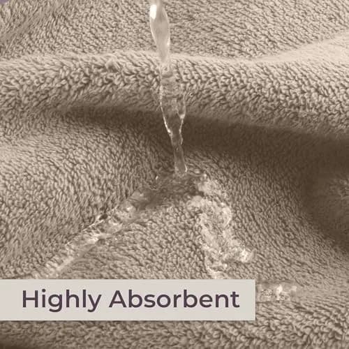 Lavish Home Bathroom Towels Set, 8-Piece, Taupe | Plush 575 GSM Cotton for Spa & Home Use thumbnail 7