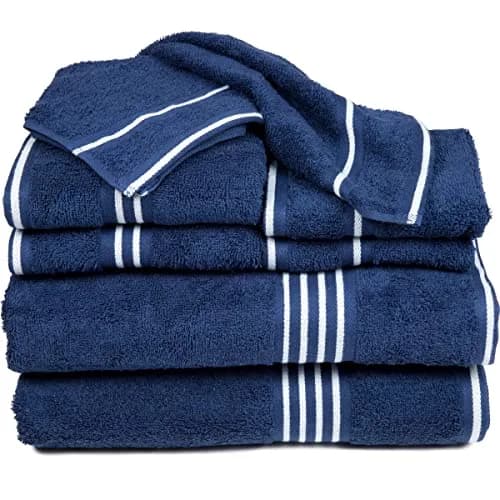 Lavish Home Bathroom Towels Set, 8-Piece Navy | Plush 575 GSM Cotton for Spa & Daily Use thumbnail 1