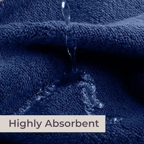 Lavish Home Bathroom Towels Set, 8-Piece Navy | Plush 575 GSM Cotton for Spa & Daily Use thumbnail 7