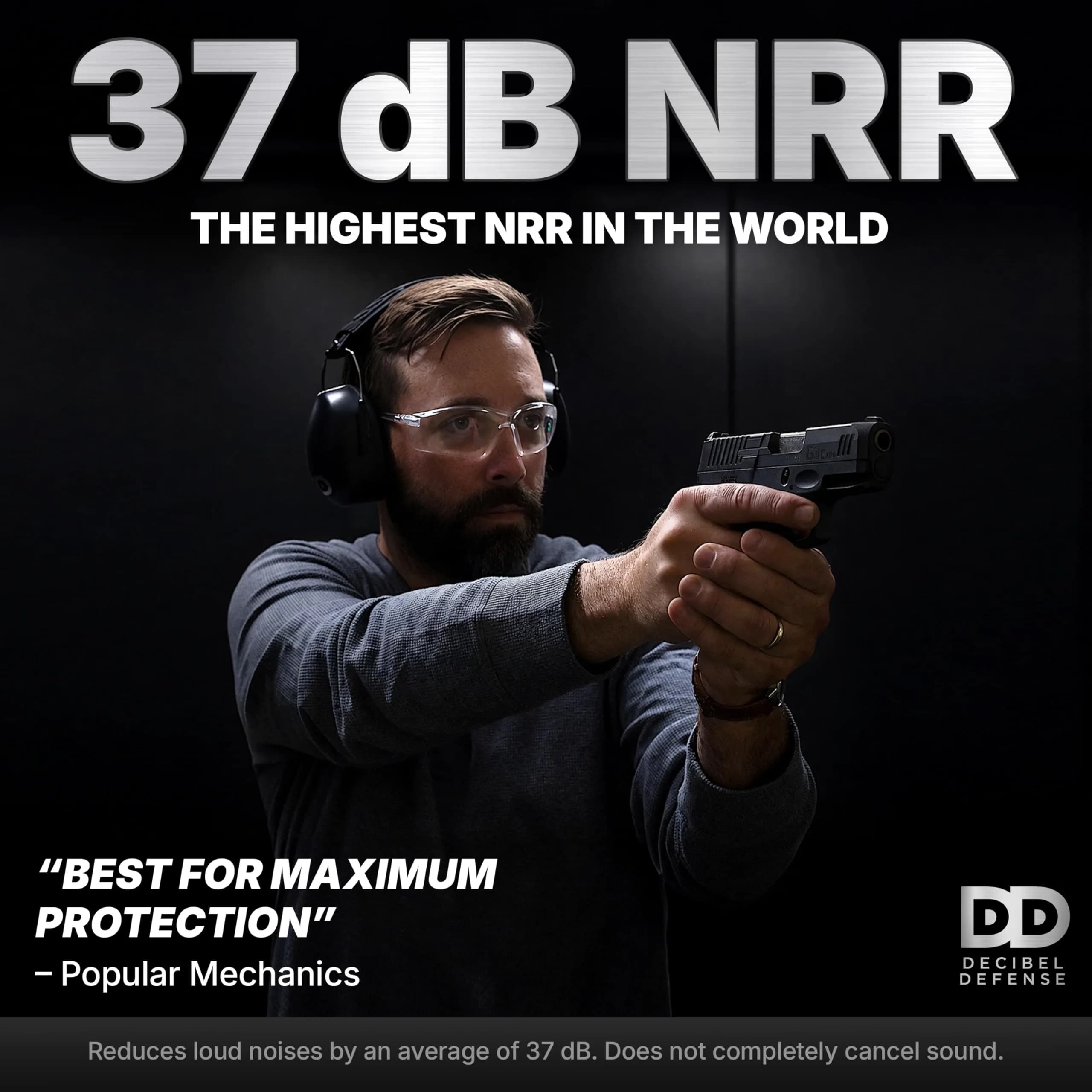 DECIBEL DEFENSE Professional Safety Ear Muffs 37dB NRR | Highest Rated & Most Comfortable Hearing Protection for Shooting & Industrial Use - view 2