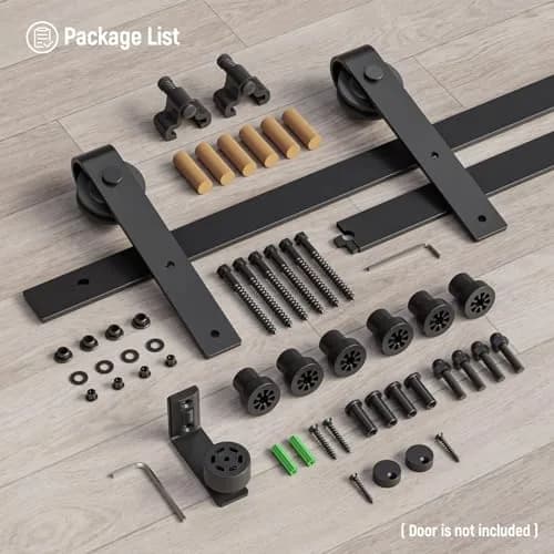 CCJH 6ft (1.83m) Sliding Barn Door Hardware Kit | Black Carbon Steel Roller for 36" Wide Doors thumbnail 7