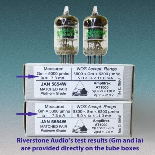 Riverstone Audio Tested/Matched Pair (2 Tubes) 7-Pin JAN 5654W Vacuum Tubes - Platinum Grade Upgrade for 6AK5 / 6J1 / EF95 thumbnail 4