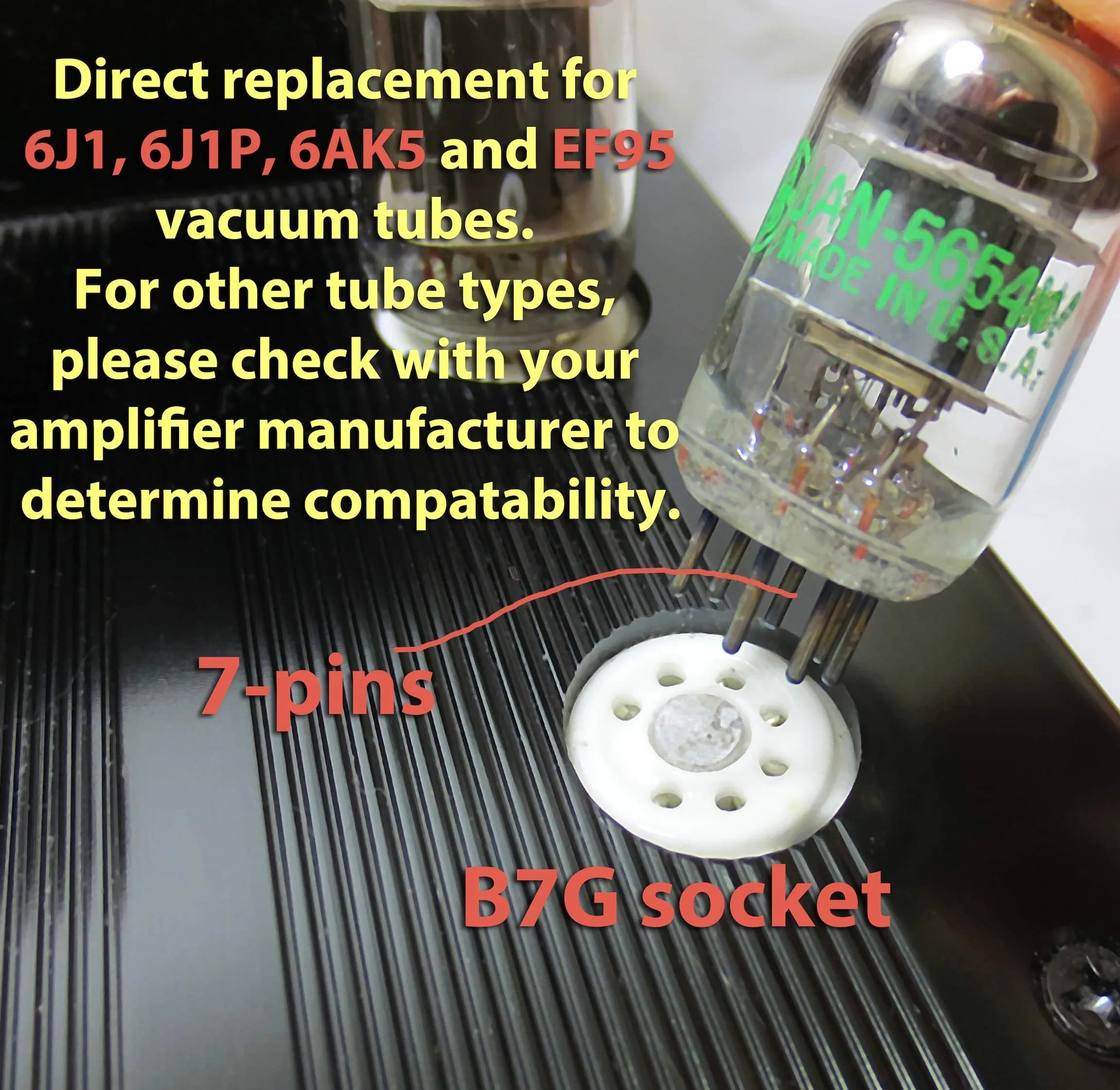 Riverstone Audio Tested/Matched Pair (2 Tubes) 7-Pin JAN 5654W Vacuum Tubes - Platinum Grade Upgrade for 6AK5 / 6J1 / EF95 - view 2