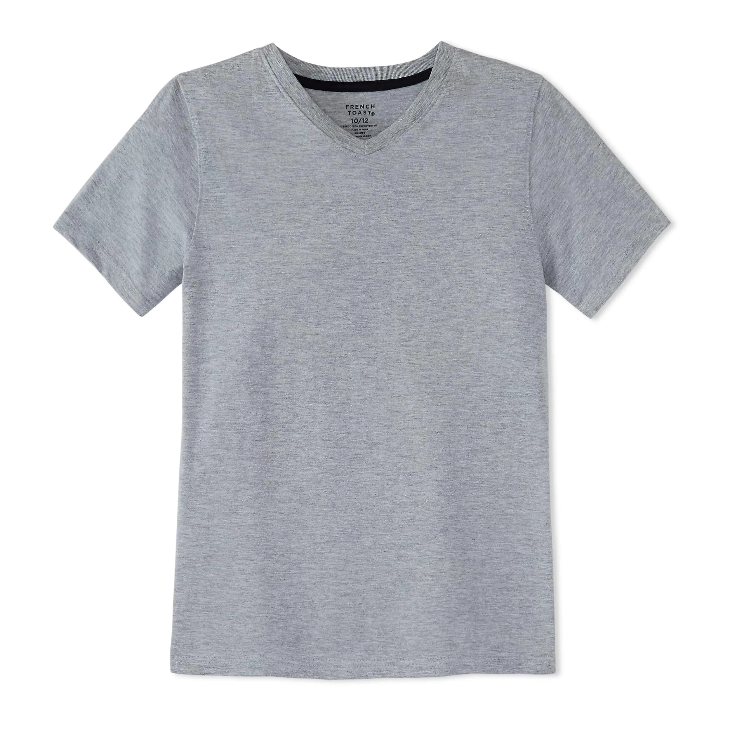 French Toast Boys' Short Sleeve V-Neck T-Shirt, Heather Grey, 3T | Breathable Cotton for Active Kids - main product image