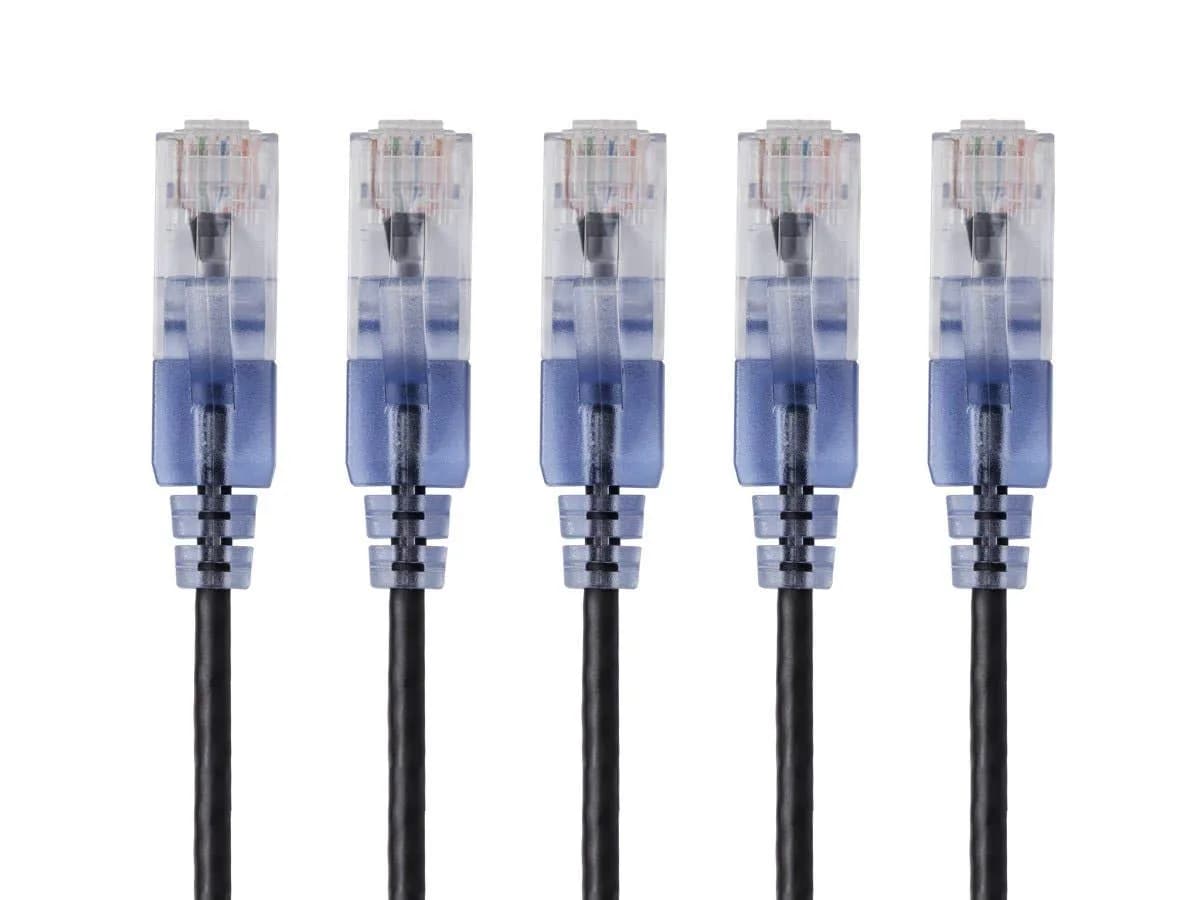 Monoprice Cat6A Ethernet Patch Cable 3 Feet | SlimRun Series, Snagless RJ45, 550Mhz, 10G, Pure Copper, 5-Pack