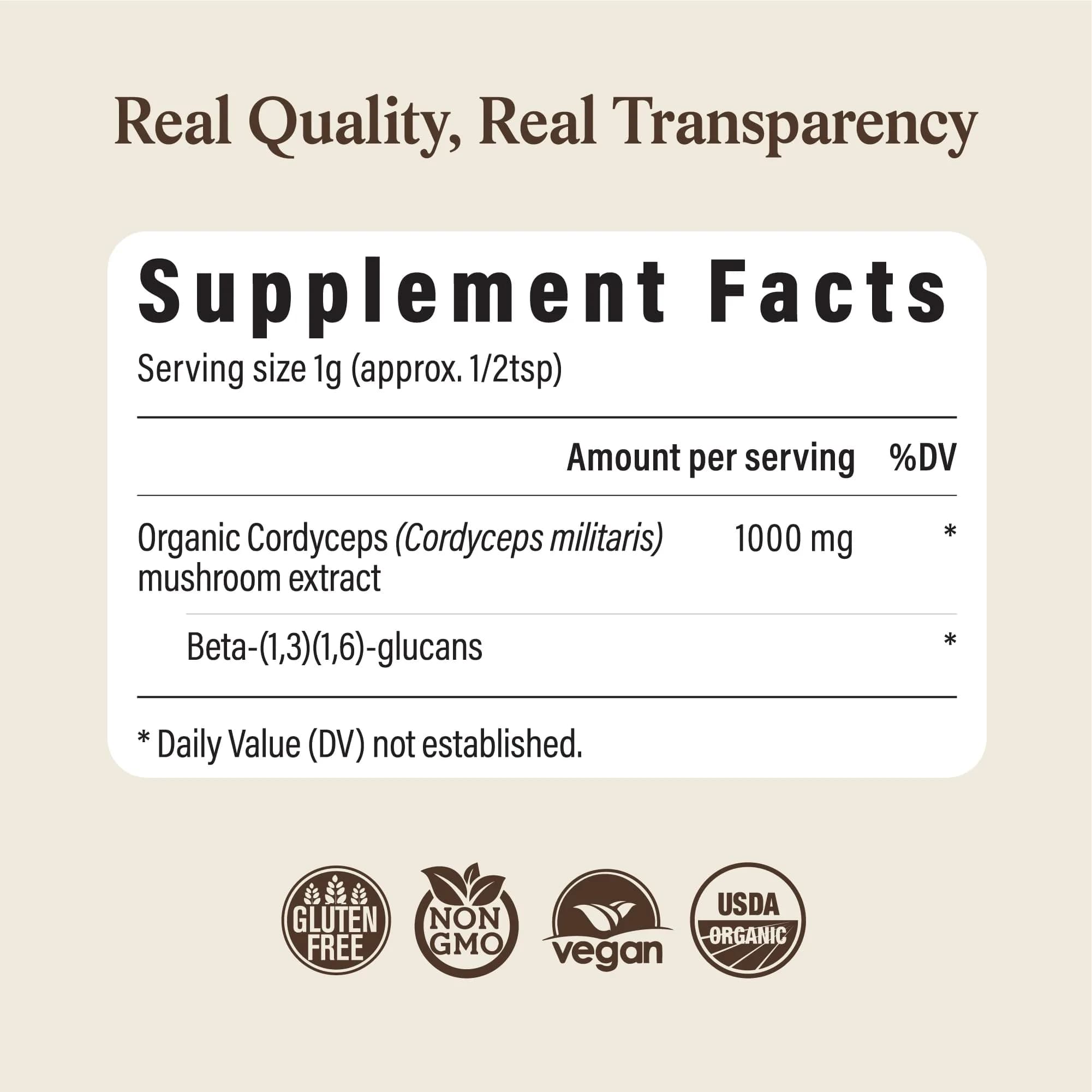 Real Mushrooms Cordyceps Mushroom Powder 60 Servings | Organic Energy & Wellness Support - view 8