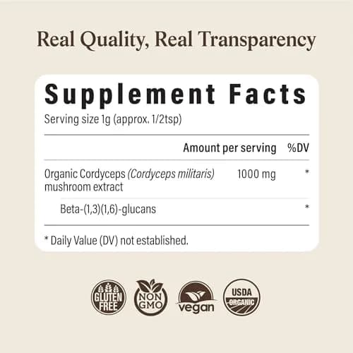 Real Mushrooms Cordyceps Mushroom Powder 60 Servings | Organic Energy & Wellness Support thumbnail 8