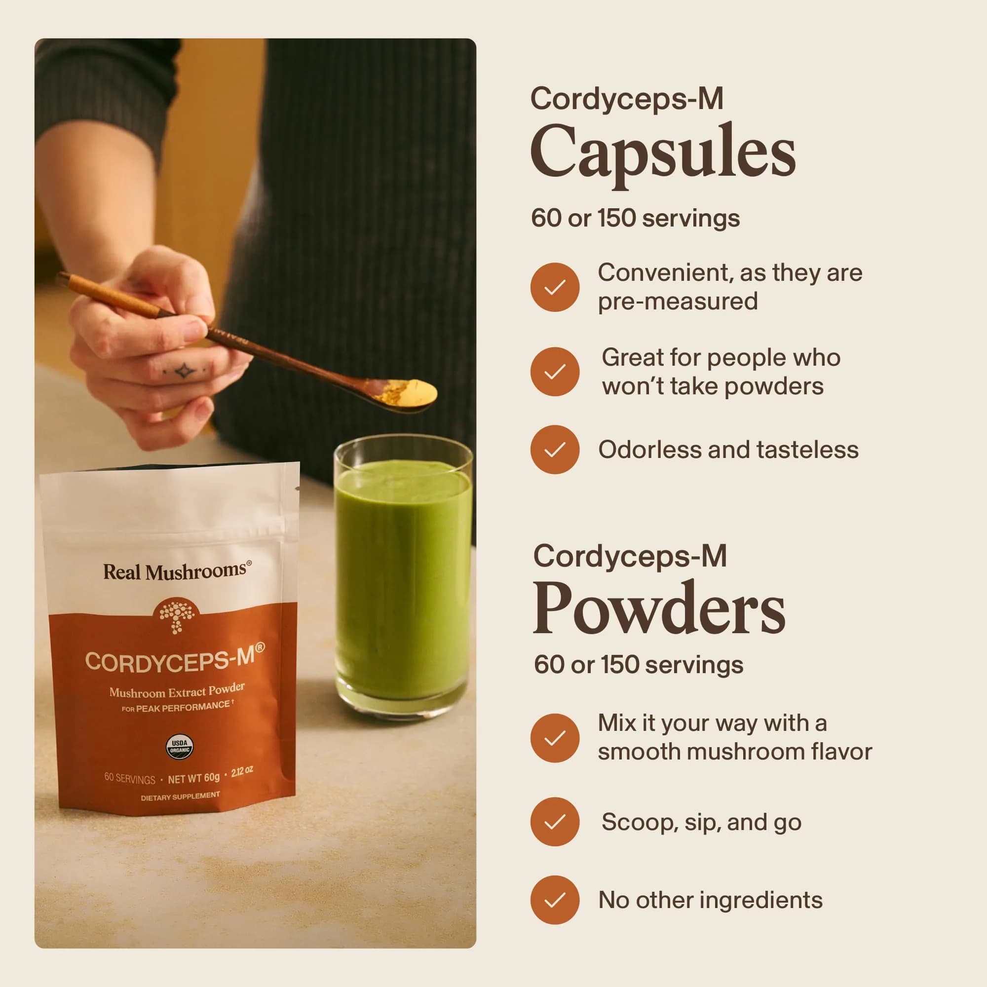 Real Mushrooms Cordyceps Mushroom Powder 60 Servings | Organic Energy & Wellness Support - view 4