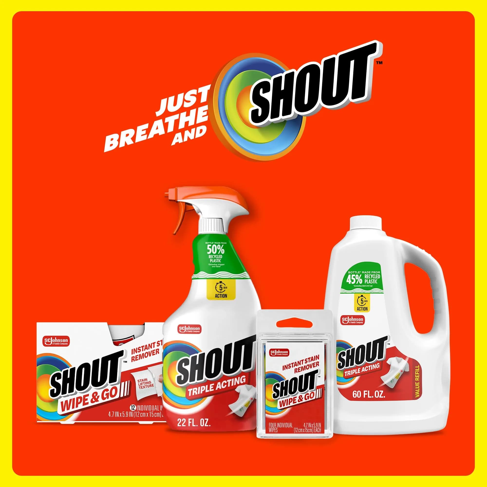 Shout Wipe & Go Instant Stain Remover Wipes 144 Count | Portable Stain Solution for On-the-Go Messes - view 9