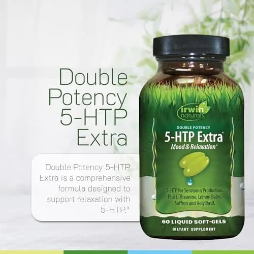 Irwin Naturals Double Potency 5-HTP Extra Mood Balance Formula | 60 Liquid Soft-Gels for Mood & Relaxation thumbnail 5