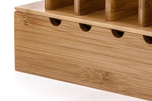 Prosumer's Choice Wooden Charging Station Organizer 12.5" L x 7.5" W x 6.5" H | Holds 5 Devices with Cable Management thumbnail 7