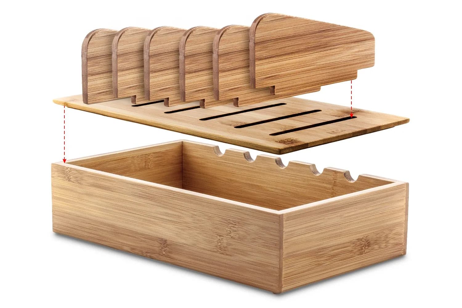 Prosumer's Choice Wooden Charging Station Organizer 12.5" L x 7.5" W x 6.5" H | Holds 5 Devices with Cable Management - view 2