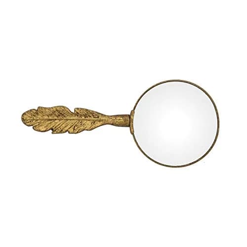Creative Co-Op Gold Magnifying Glass with Feather Shaped Handle | Decorative & Handy for Daily Use (70-120 chars) thumbnail 1