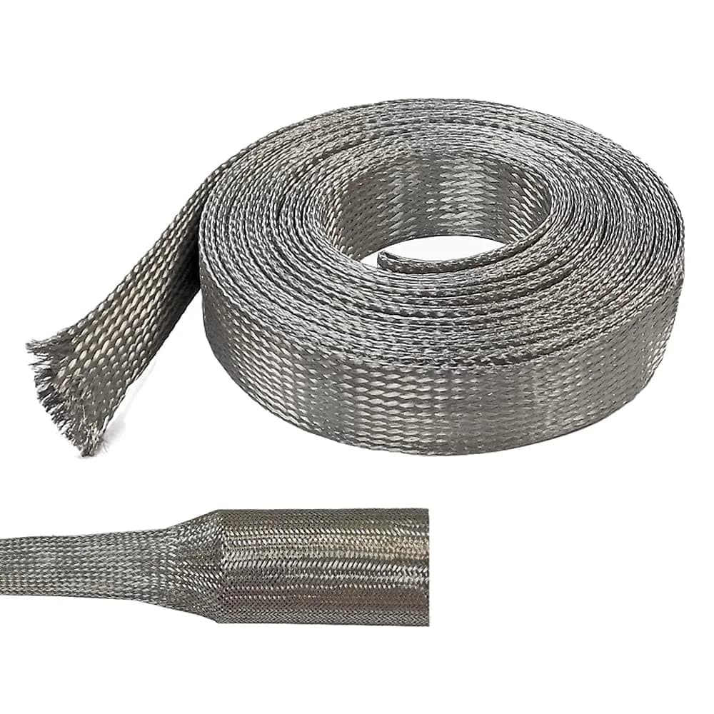 Electriduct 1/4" Tinned Copper Metal Braid Sleeving 0.16" Dia | Flexible EMI RFI Shielding Wire Mesh (25 Feet)