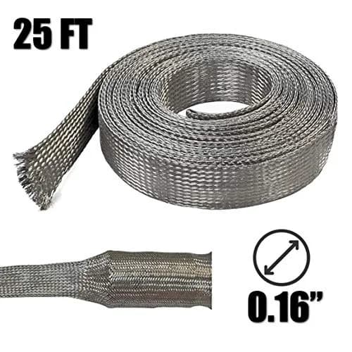 Electriduct 1/4" Tinned Copper Metal Braid Sleeving 0.16" Dia | Flexible EMI RFI Shielding Wire Mesh (25 Feet) thumbnail 2
