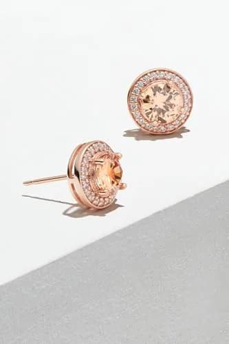 Morgan & Paige Silver 14k Rose Gold Plated CZ Round Halo Stud Earrings | Hypoallergenic, Gift-Ready (70-120 chars) thumbnail 7