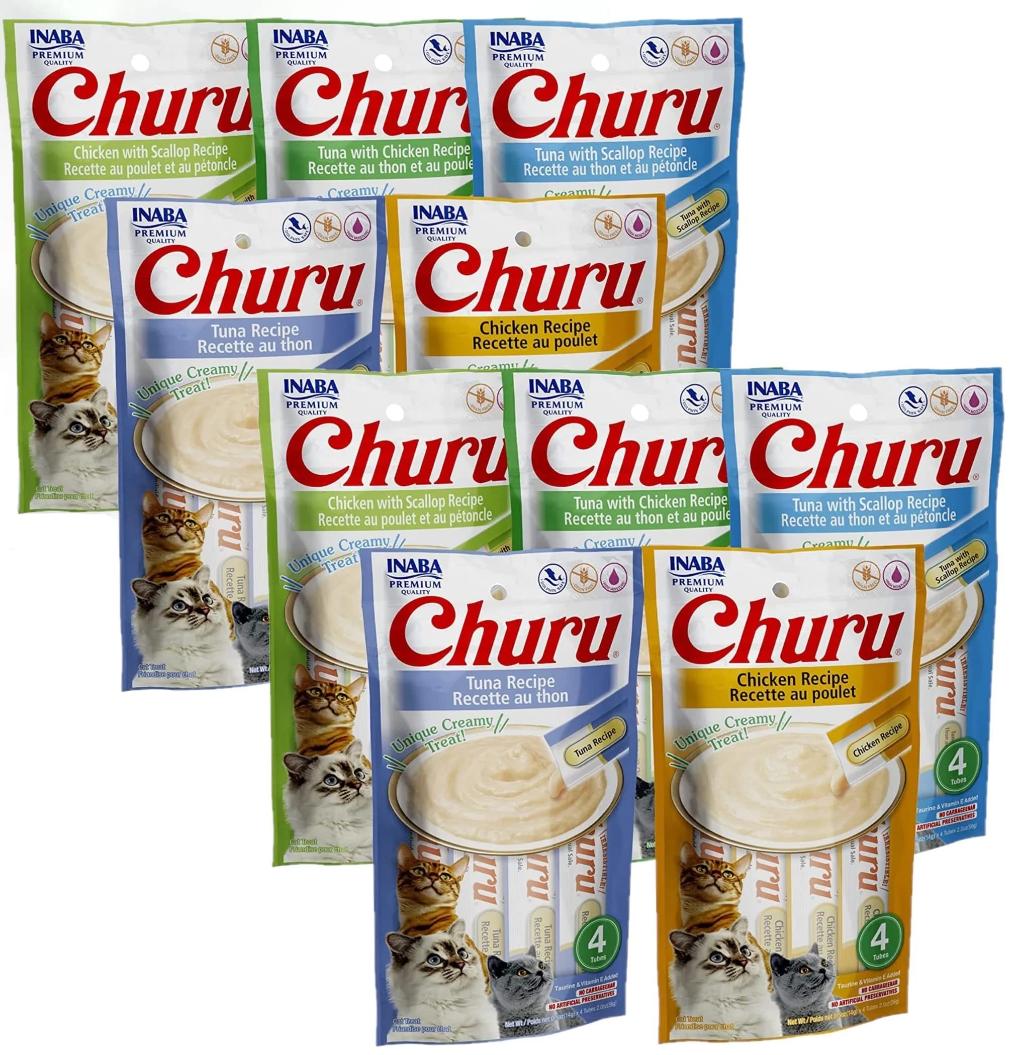 INABA Churu Lickable Creamy Purée Cat Treats 5 Flavor Variety Pack, 40 Tubes (20 oz / 567 g) - main product image