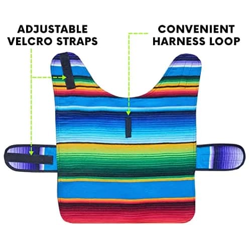 Baja Ponchos Handmade Dog Poncho Large | Unique Mexican Blanket Dog Coat (Blue, Large) thumbnail 3