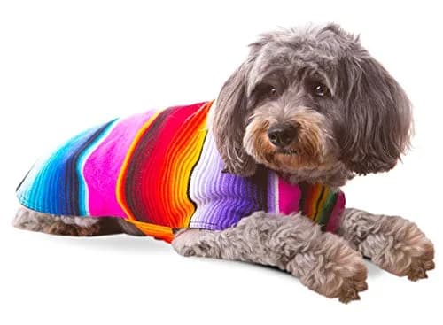 Baja Ponchos Handmade Dog Poncho XXS | Cinco De Mayo Chihuahua Costume from Authentic Mexican Blanket (Pink, XXS) thumbnail 5