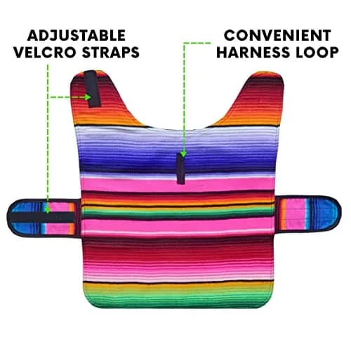 Baja Ponchos Handmade Dog Poncho XXS | Cinco De Mayo Chihuahua Costume from Authentic Mexican Blanket (Pink, XXS) thumbnail 2