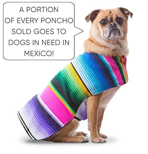 Baja Ponchos Handmade Dog Poncho XXS | Cinco De Mayo Chihuahua Costume from Authentic Mexican Blanket (Pink, XXS) thumbnail 3