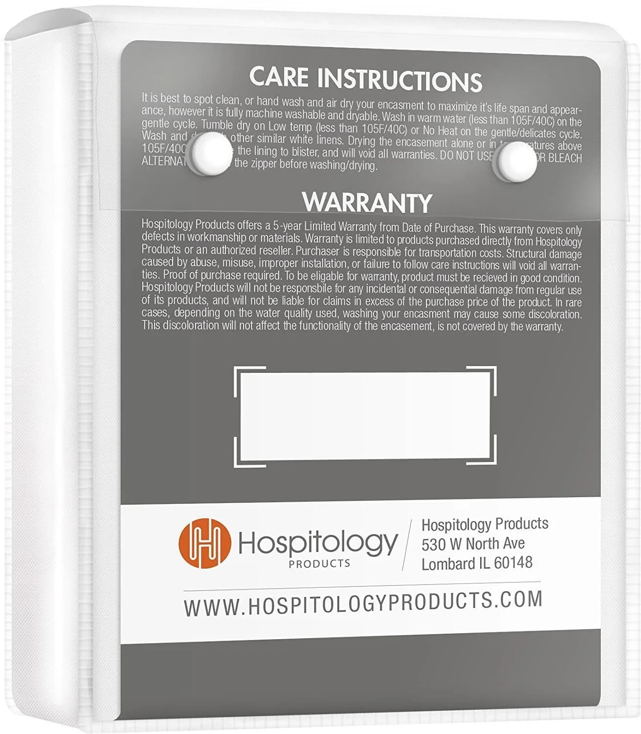 Hospitology Products Queen Pillow Encasement Set of 2 | 50cm x 76cm Waterproof Hypoallergenic Pillow Protector - view 2
