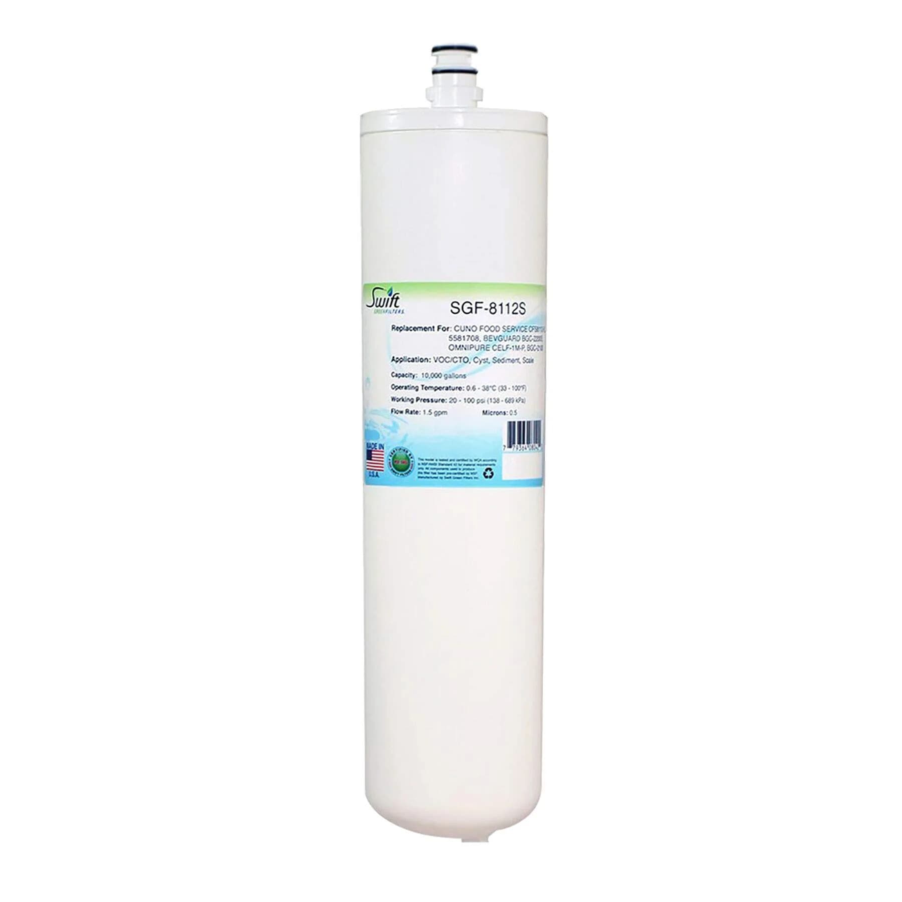 Swift Green Filters SGF-8112S Replacement Water Filter 17.2 oz (0.8 kg) | NSF/ANSI Certified for VOCs, Chlorine Taste & Odor Reduction — White