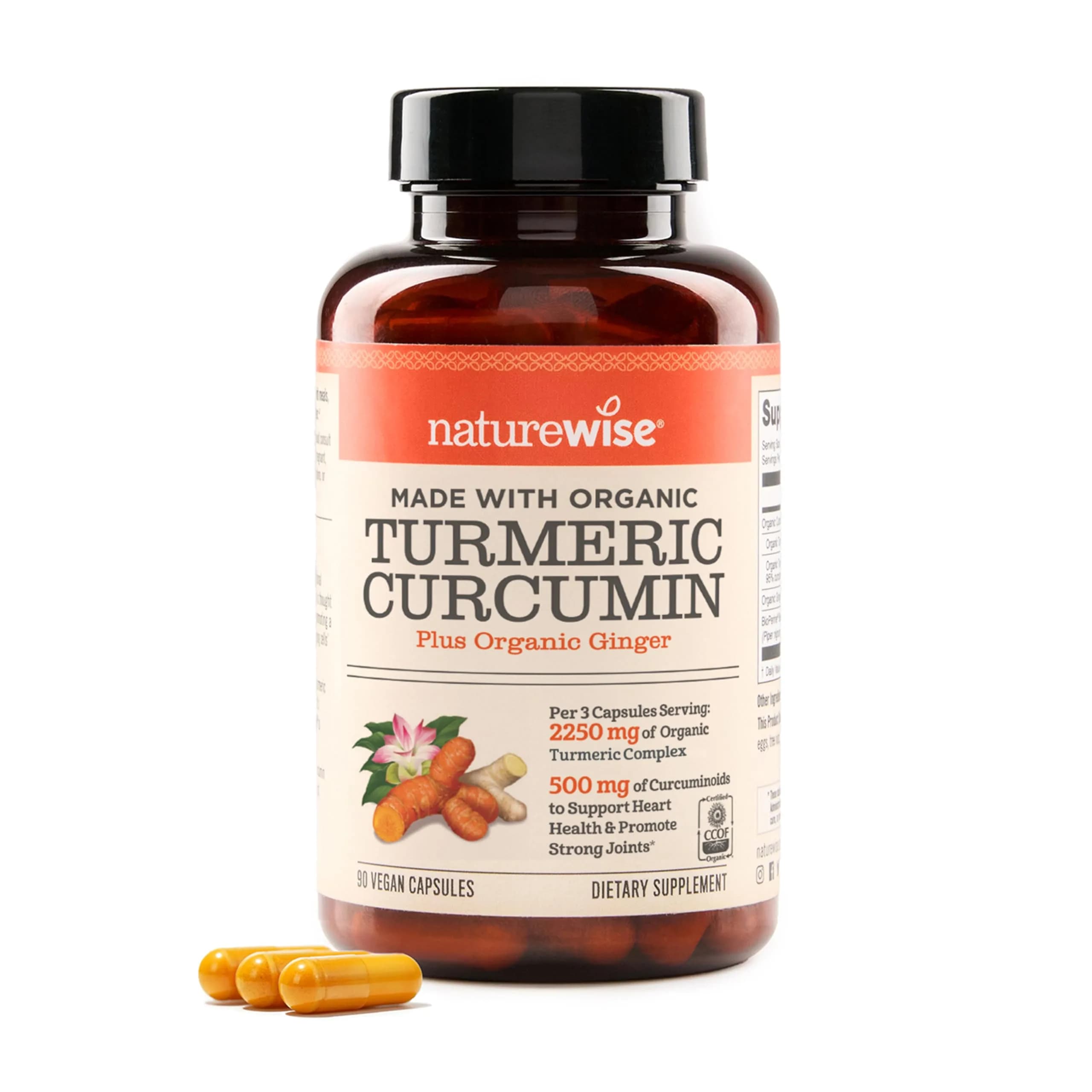 NatureWise Turmeric Curcumin 2250mg Supplement with BioPerine, 90 Capsules | Supports Joint & Wellness