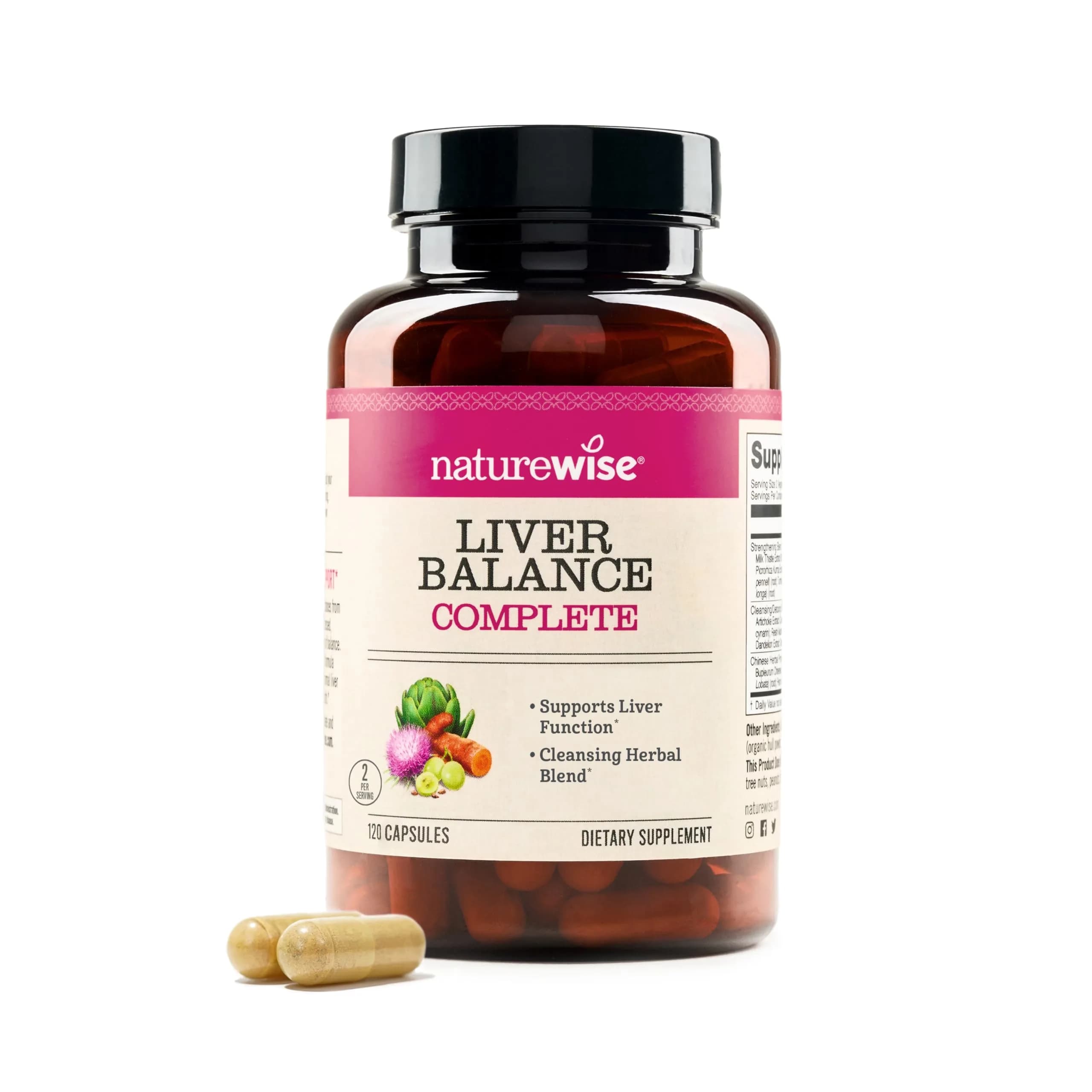 NatureWise Liver Balance Detox Supplement - Vegan, 120 Capsules | Supports Liver Function & Cleansing