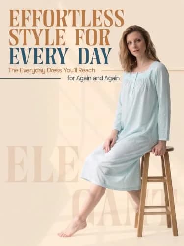 Casual Nights Women's Long Sleeve Dot Nightgown - Green - Large | Soft Cotton Blend Sleepwear for Women thumbnail 4