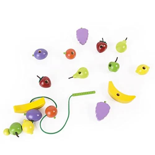 Guidecraft Count and Lace Fruit - Color and Shape Sorting Wooden Multi-Color Fruits Toy Set for Toddlers, Kids Learning & Educational Toys, Magnetic Matching Game thumbnail 4
