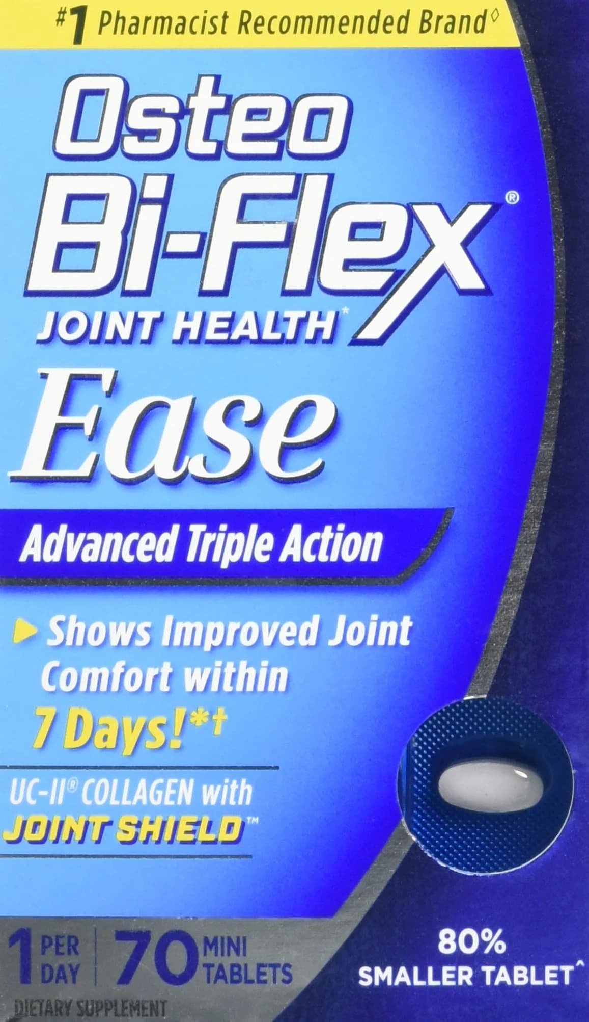 Osteo Bi-Flex Joint Health Ease Mini Tabs 70 Count (Pack of 1) | Advanced Triple Action UC-II Collagen Formula — Ice