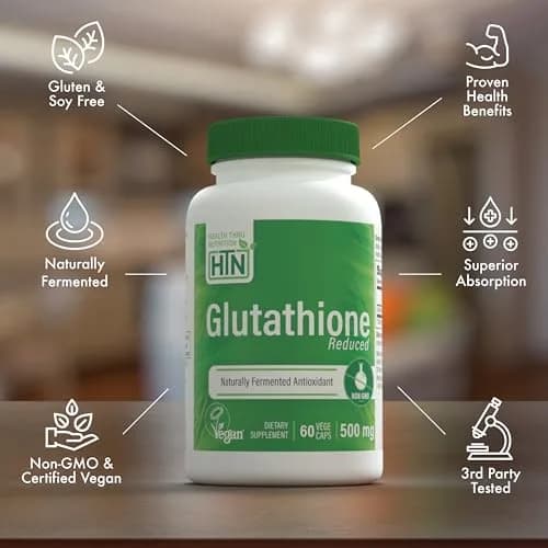 Health Thru Nutrition Glutathione Reduced GSH 500mg | Bioavailable Master Antioxidant for Skin & Immunity thumbnail 4