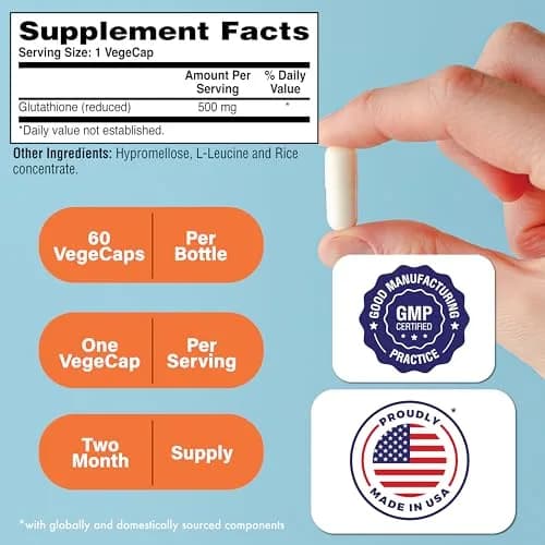 Health Thru Nutrition Glutathione Reduced GSH 500mg | Bioavailable Master Antioxidant for Skin & Immunity thumbnail 2