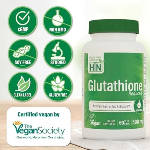 Health Thru Nutrition Glutathione Reduced GSH 500mg | Bioavailable Master Antioxidant for Skin & Immunity thumbnail 3