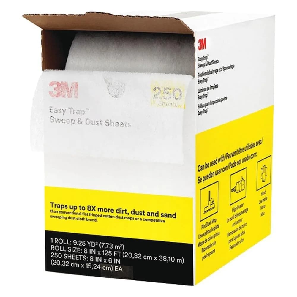 3M Easy Trap Sweep and Dust Sheets Roll, 60 Sheets (156 g / 5.5 oz) | Traps 8X More Dirt & Hair — 1 Roll of 60 8" x 6" Sheets