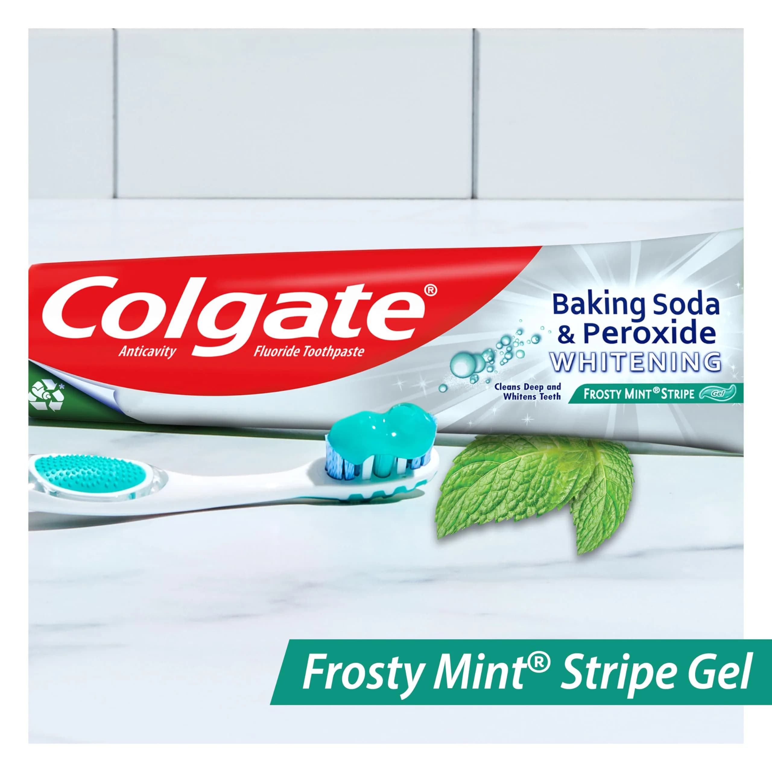 Colgate Baking Soda and Peroxide Whitening Toothpaste Gel Frosty Mint 170g (6 Ounce Tube, 6 Pack) | Fights Cavities & Removes Stains - view 5