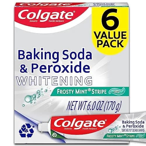 Colgate Baking Soda and Peroxide Whitening Toothpaste Gel Frosty Mint 170g (6 Ounce Tube, 6 Pack) | Fights Cavities & Removes Stains thumbnail 1